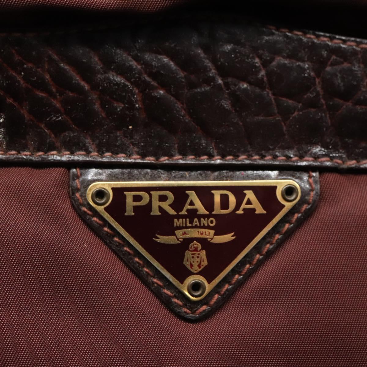 PRADA Shoulder Bag Nylon Brown Auth 112599