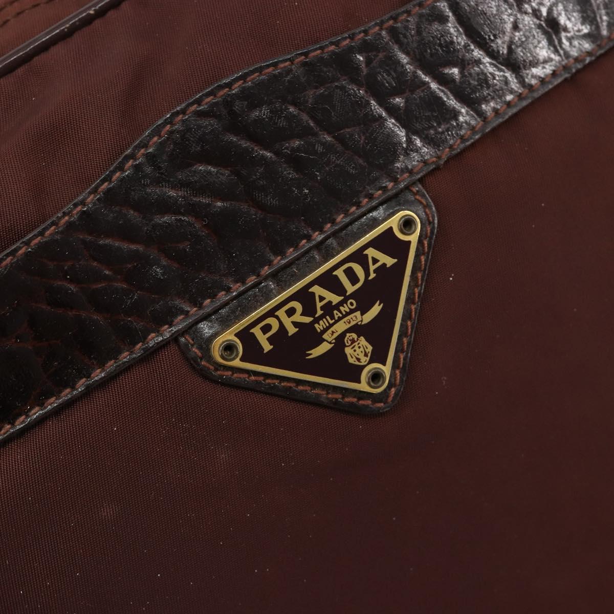 PRADA Shoulder Bag Nylon Brown Auth 112599