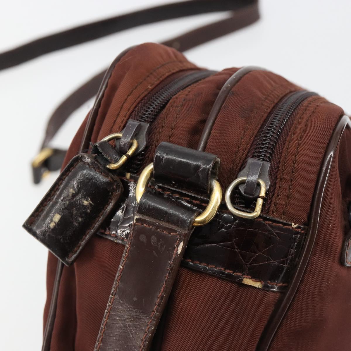 PRADA Shoulder Bag Nylon Brown Auth 112599