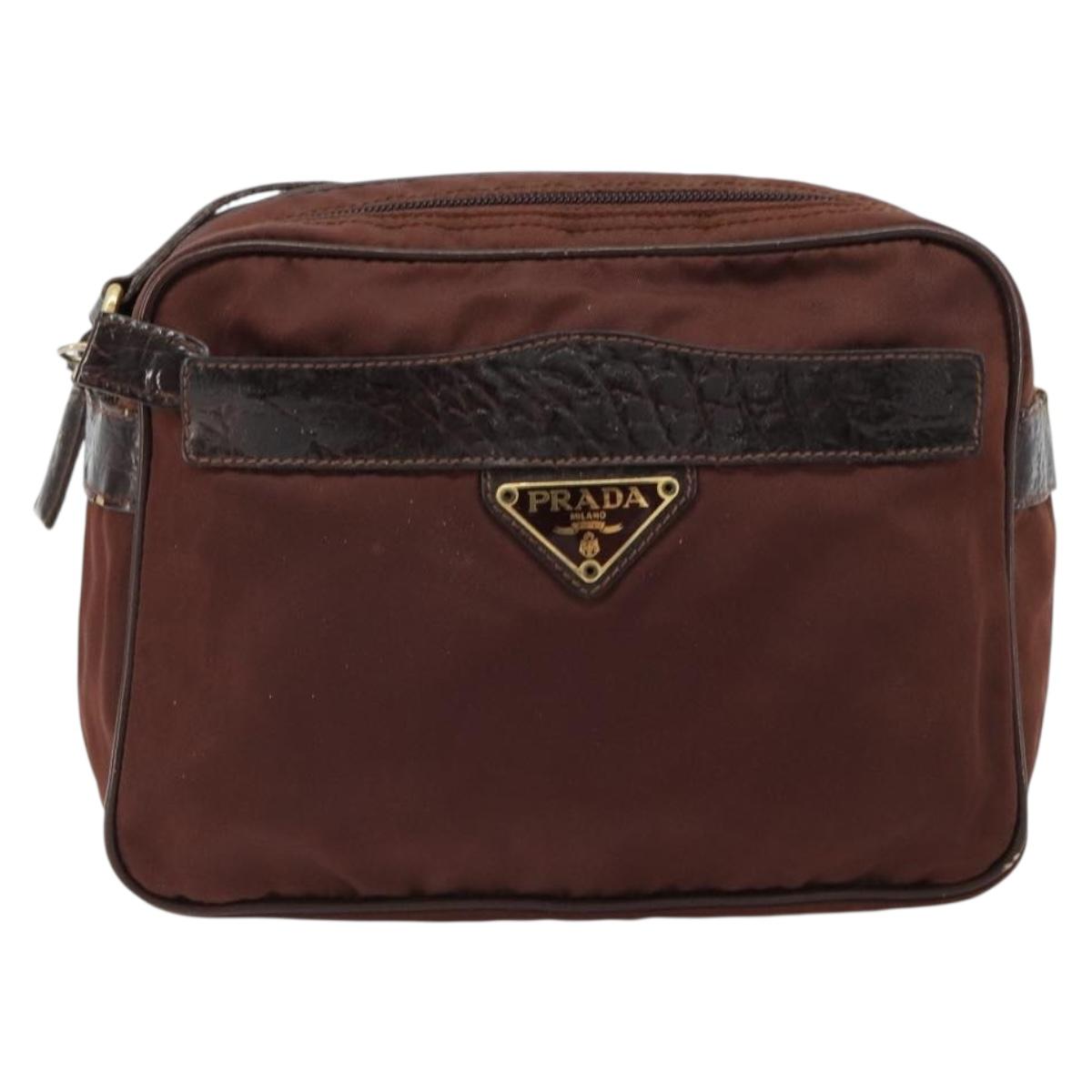 PRADA Shoulder Bag Nylon Brown Auth 112599