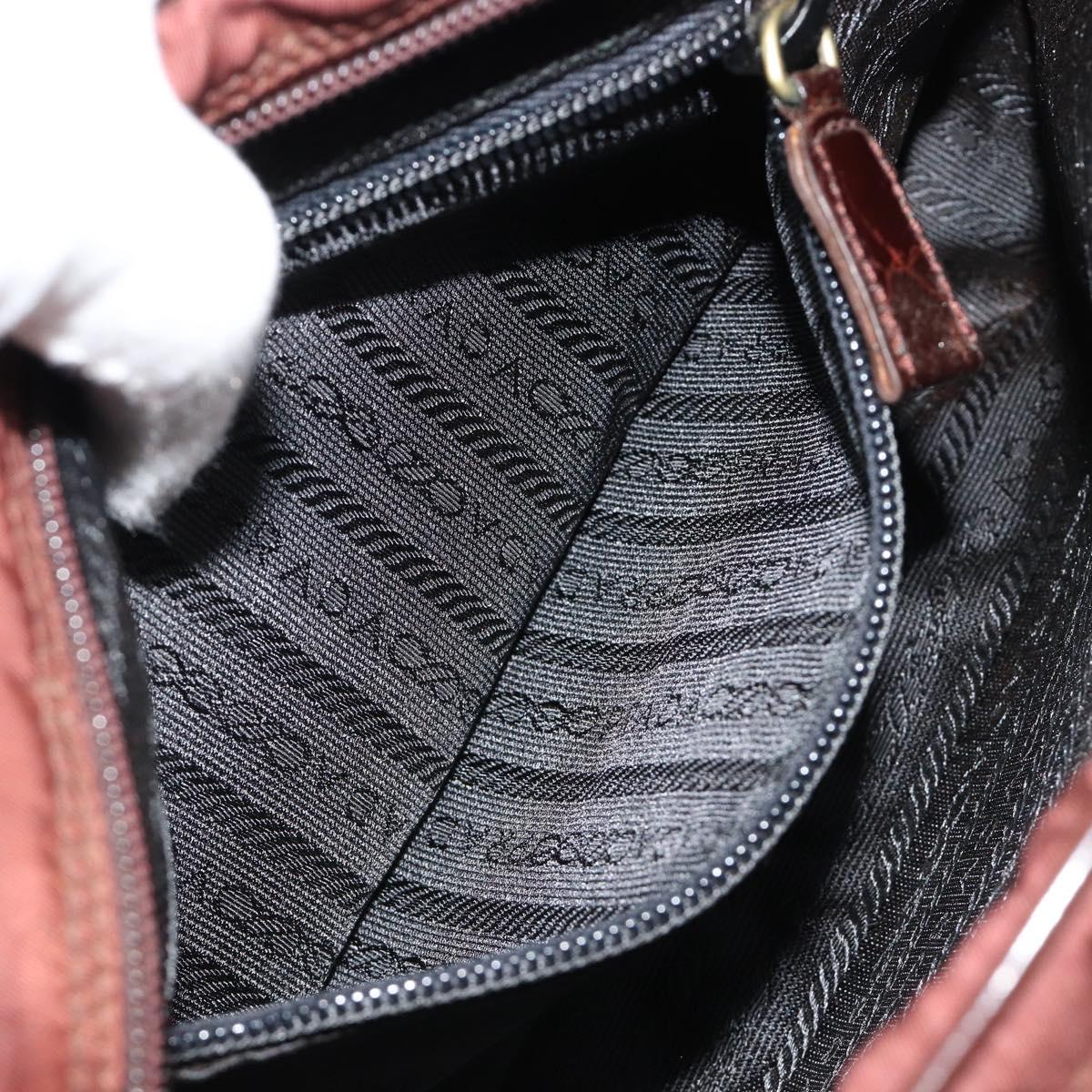 PRADA Shoulder Bag Nylon Brown Auth 112599