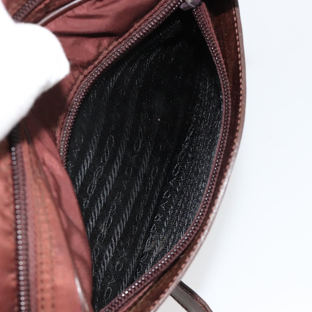 PRADA Shoulder Bag Nylon Brown Auth 112599
