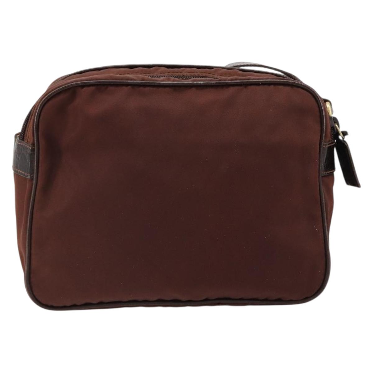 PRADA Shoulder Bag Nylon Brown Auth 112599