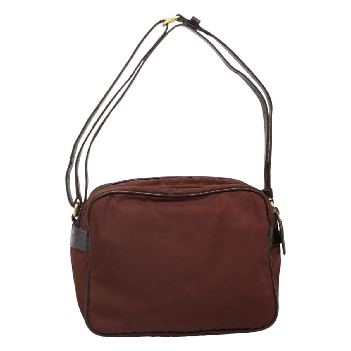 PRADA Shoulder Bag Nylon Brown Auth 112599