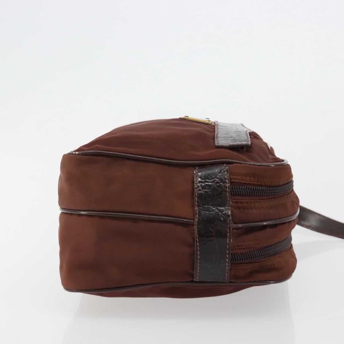 PRADA Shoulder Bag Nylon Brown Auth 112599