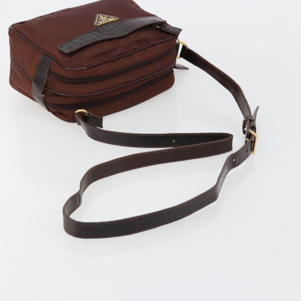 PRADA Shoulder Bag Nylon Brown Auth 112599