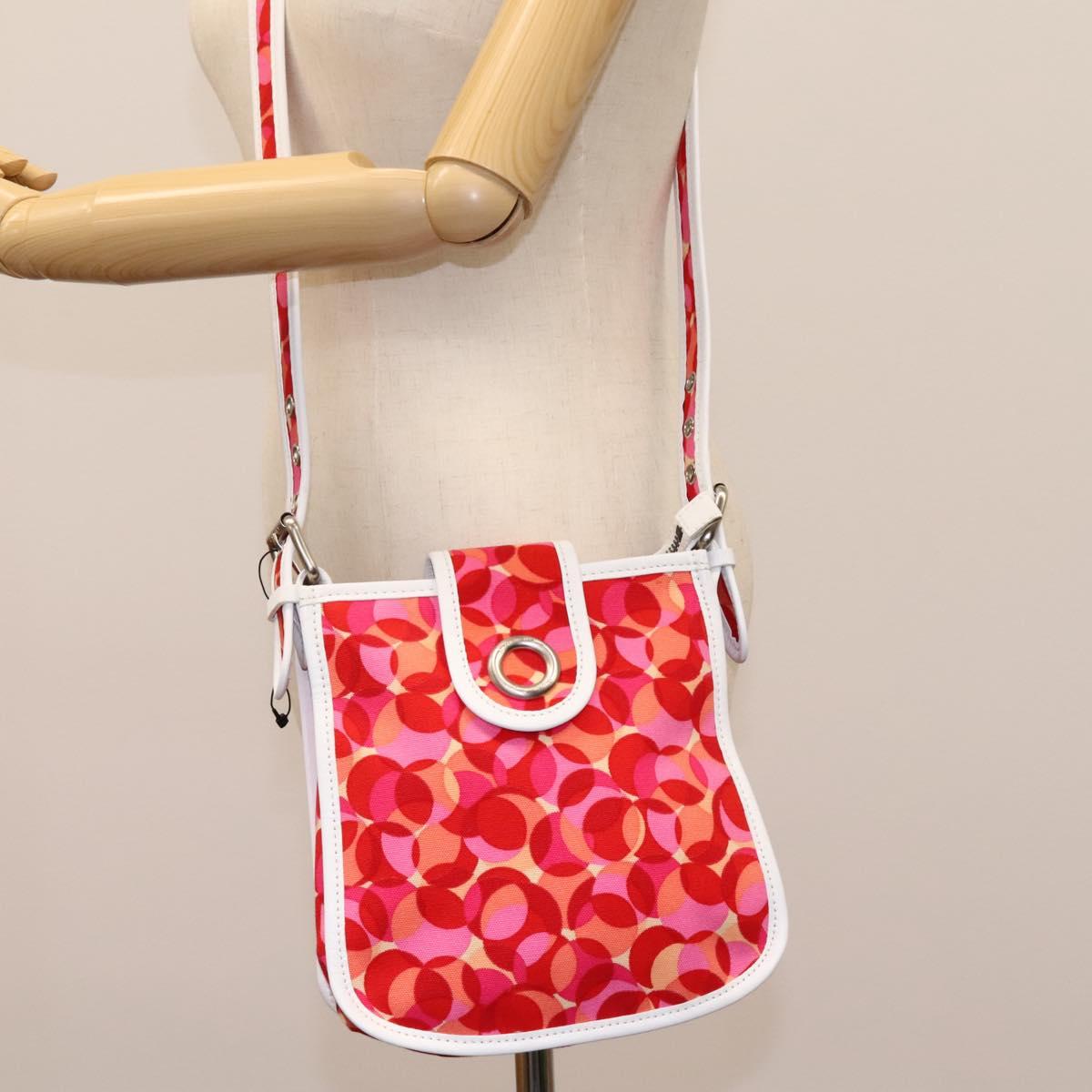 CELINE Shoulder Bag Canvas Pink Auth 112601