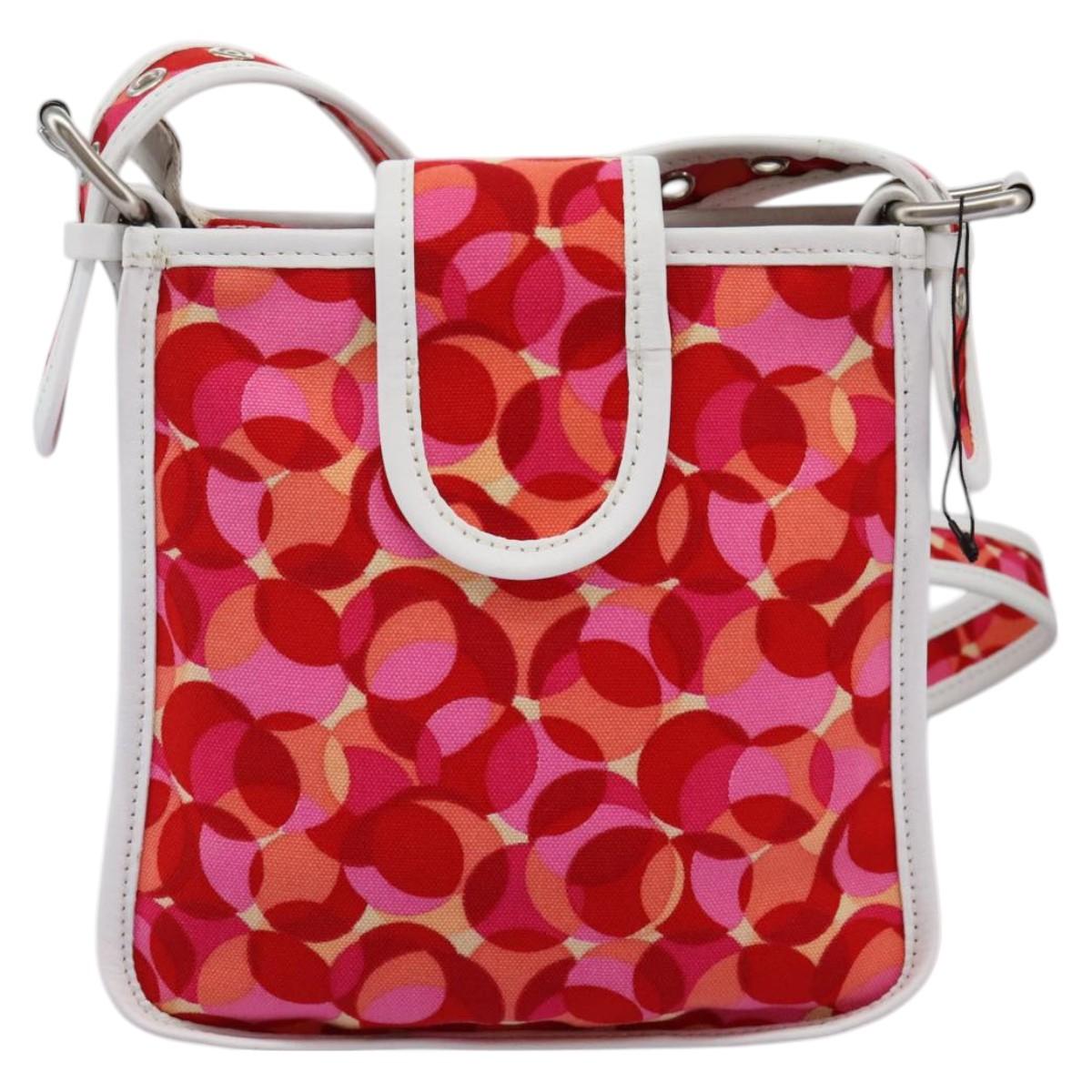 CELINE Shoulder Bag Canvas Pink Auth 112601