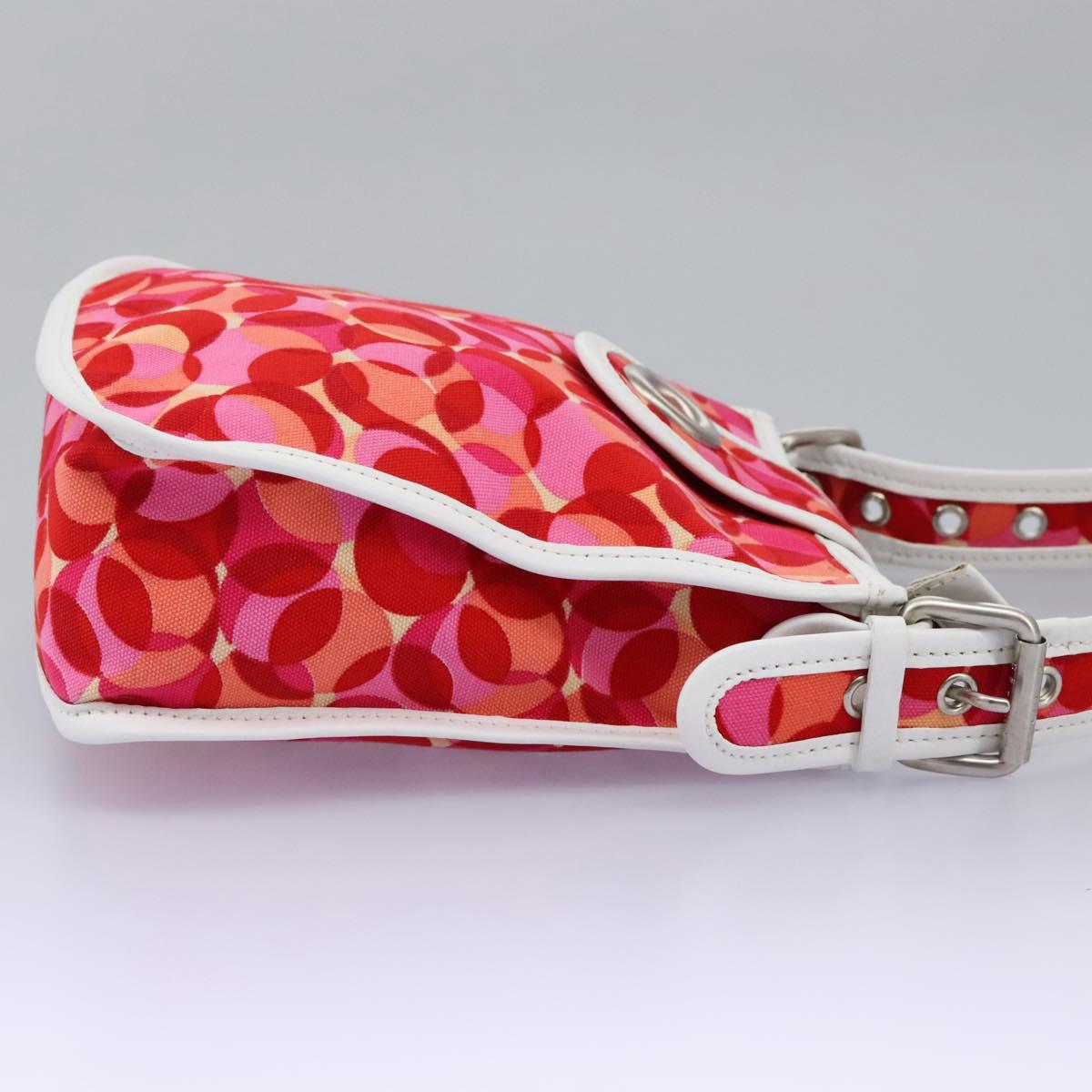 CELINE Shoulder Bag Canvas Pink Auth 112601