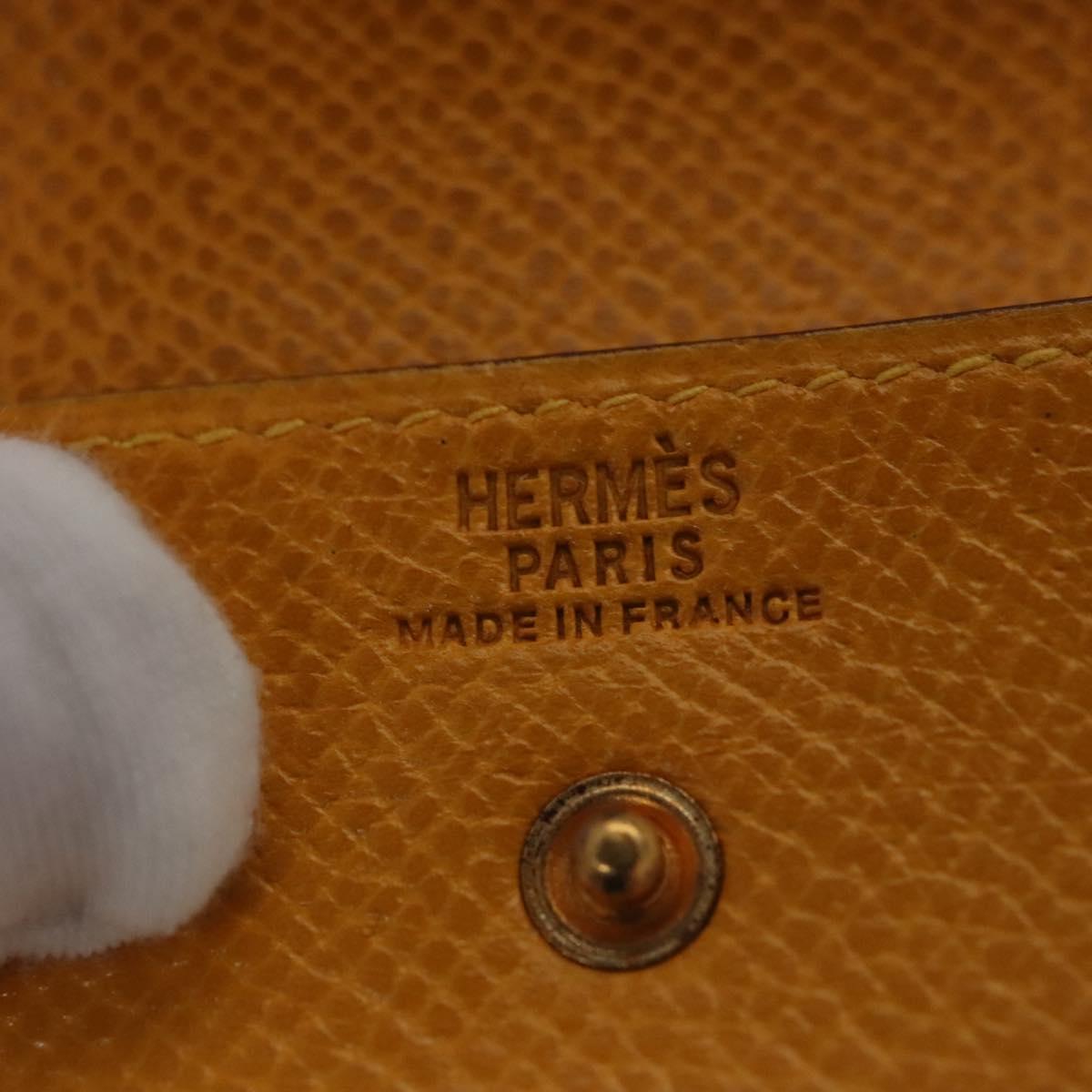 HERMES Mini Memo Cover Arajif Leather Yellow Auth 112632