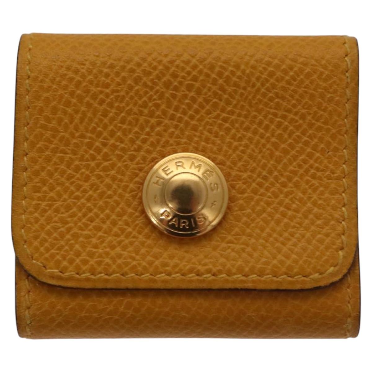 HERMES Mini Memo Cover Arajif Leather Yellow Auth 112632