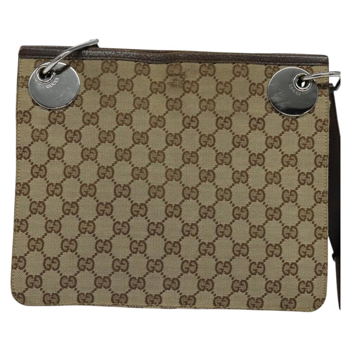 GUCCI GG Canvas Shoulder Bag Beige 120841 Auth 112651