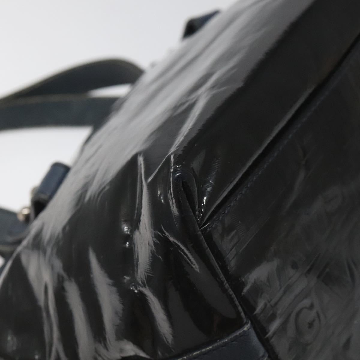 Salvatore Ferragamo Hand Bag Enamel Black Auth 112681