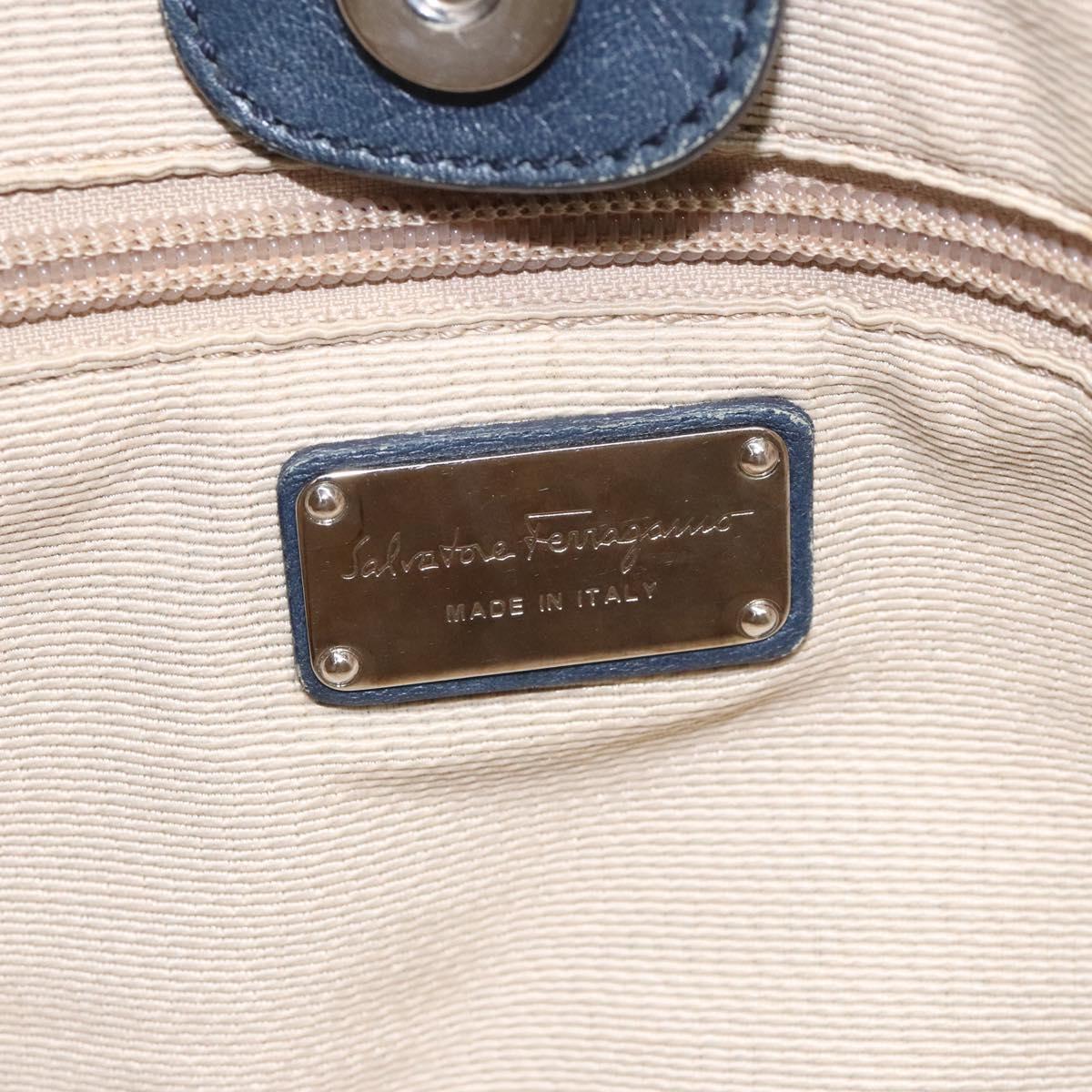 Salvatore Ferragamo Hand Bag Enamel Black Auth 112681