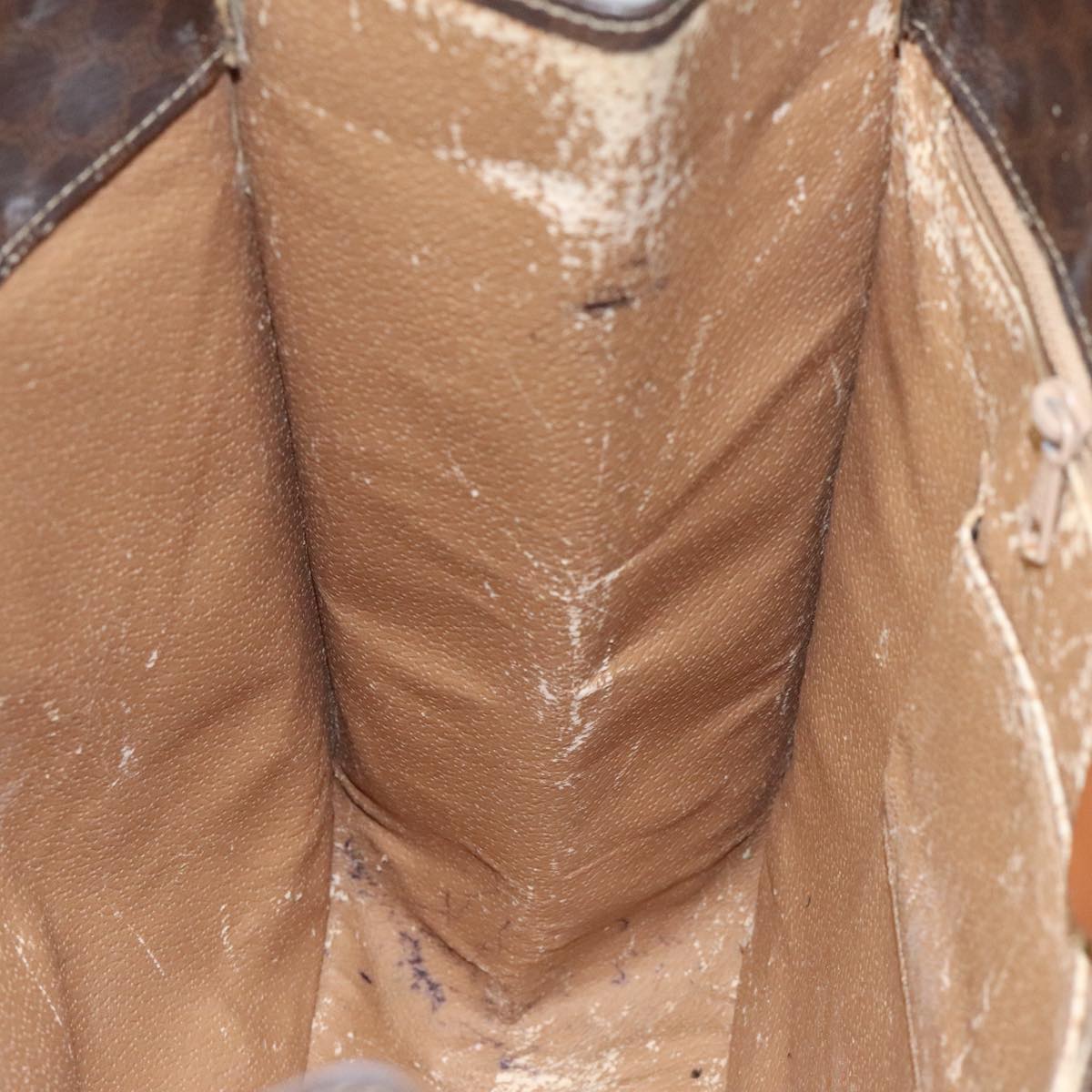 CELINE Macadam Canvas Shoulder Bag PVC Leather Brown Gold Auth 112747