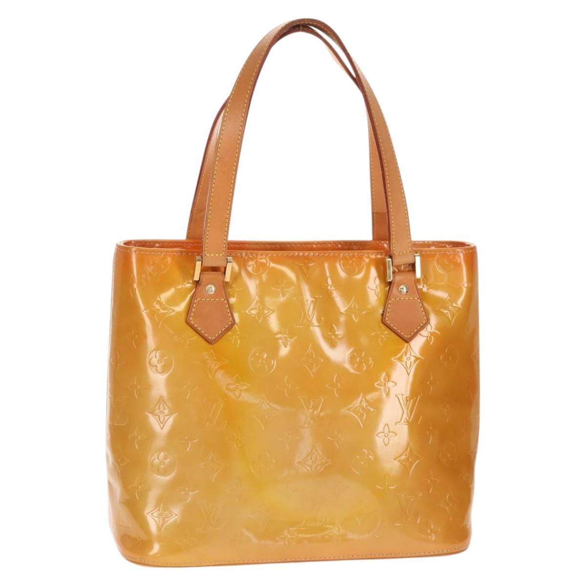 LOUIS VUITTON Monogram Vernis Houston Hand Bag Beige M91004 LV Auth 112823