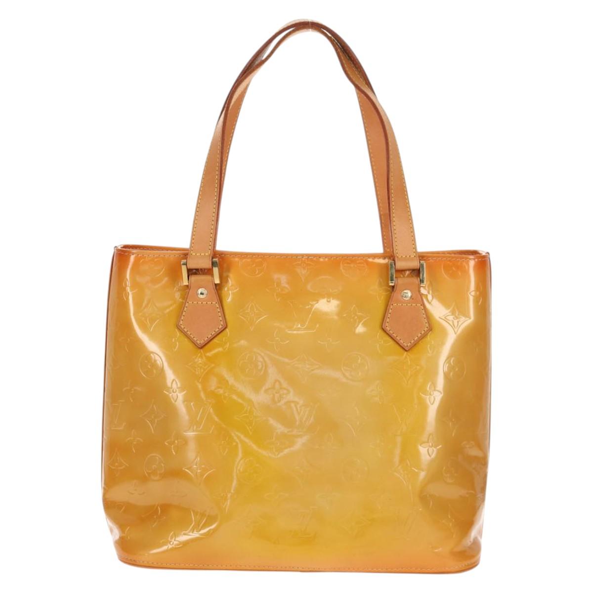 LOUIS VUITTON Monogram Vernis Houston Hand Bag Beige M91004 LV Auth 112823