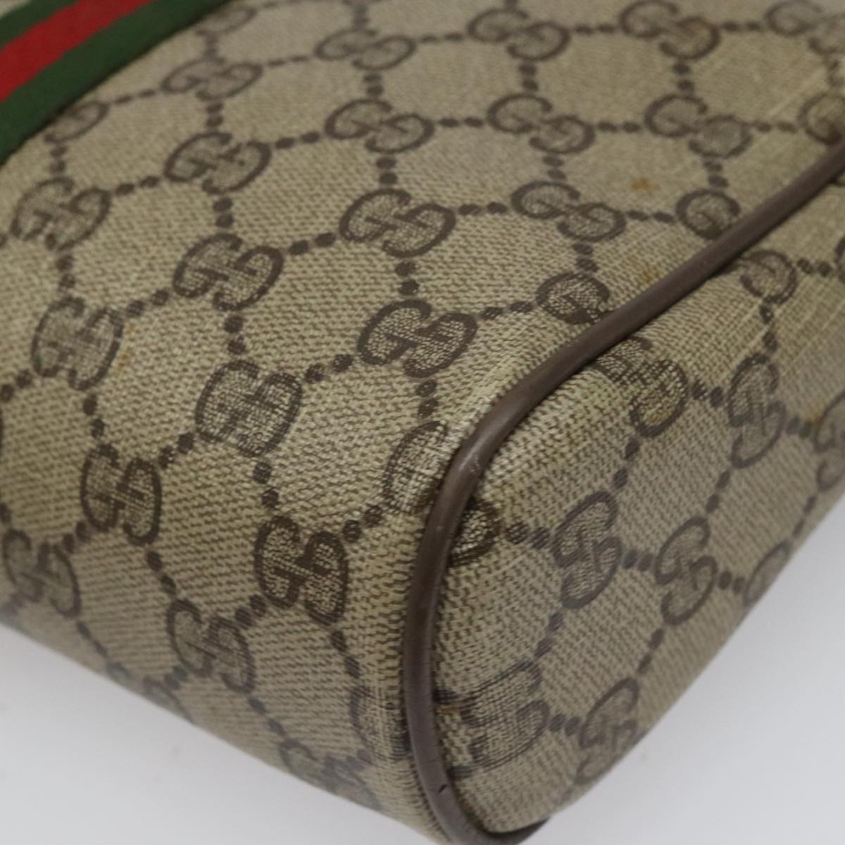 GUCCI GG Supreme Web Sherry Line Clutch Bag PVC Beige 89 01 012 Auth 112826