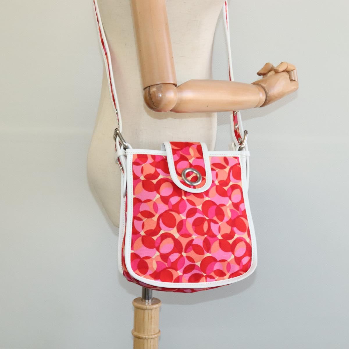 CELINE Shoulder Bag Canvas Red Auth 112849V