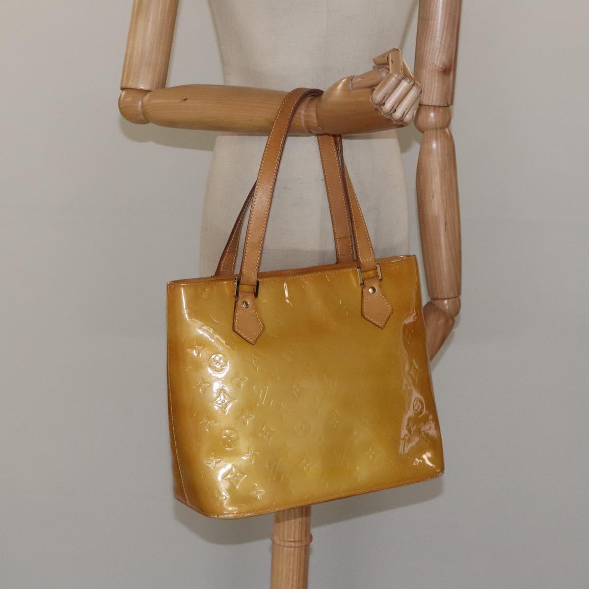 LOUIS VUITTON Monogram Vernis Houston Hand Bag Beige M91004 LV Auth 112869