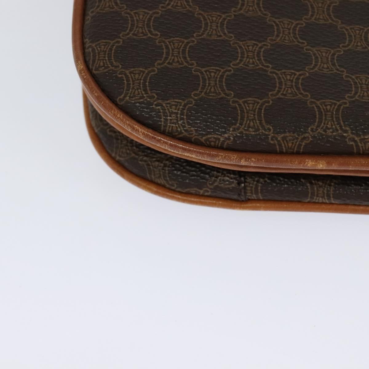 CELINE Macadam Canvas Shoulder Bag PVC Leather Brown Gold Auth 112874