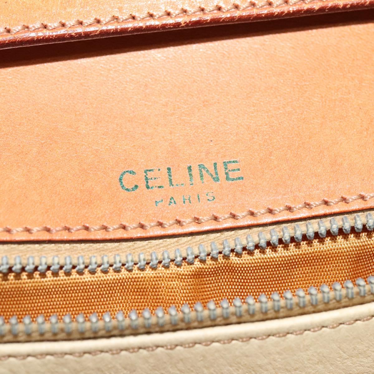 CELINE Macadam Canvas Shoulder Bag PVC Leather Brown Gold Auth 112874