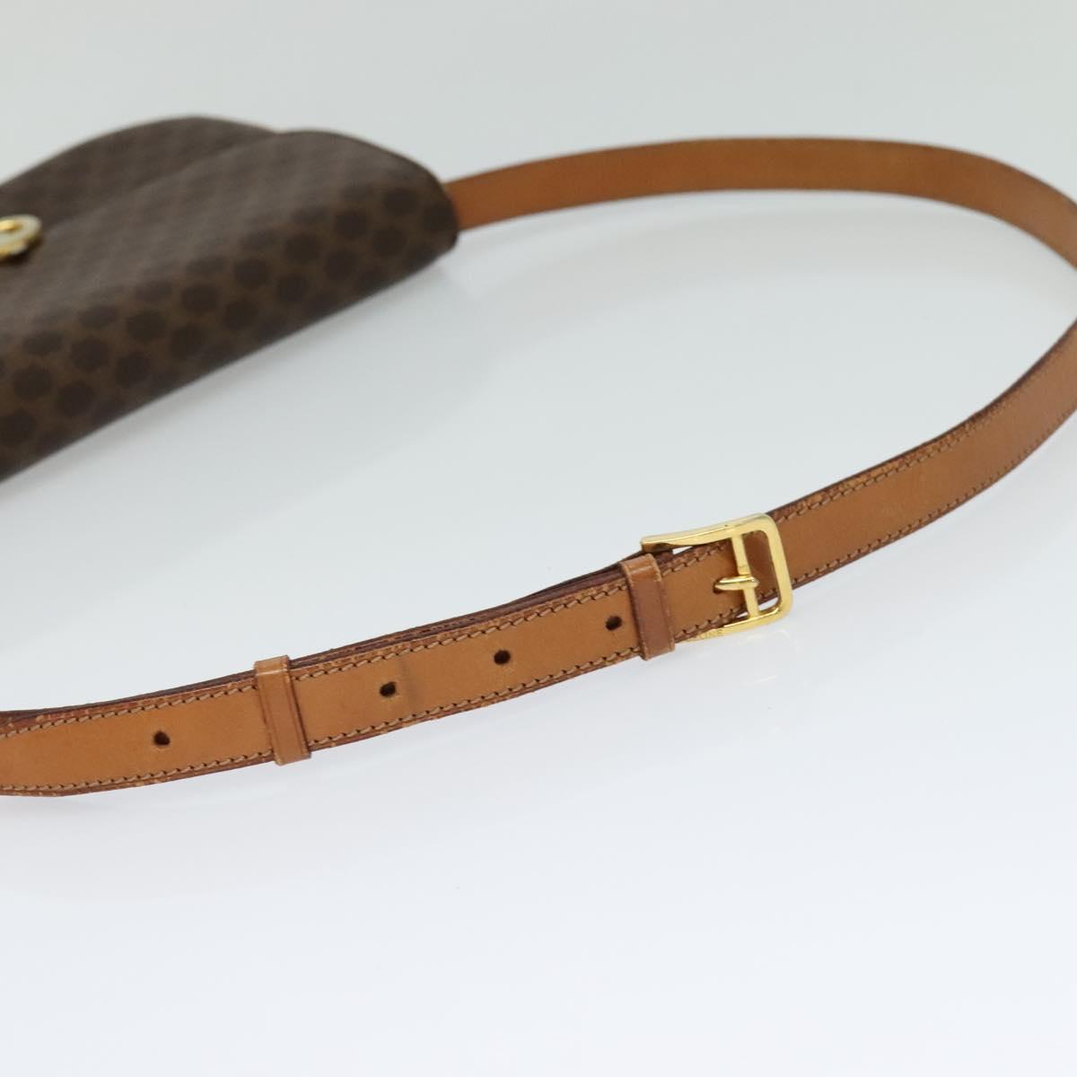 CELINE Macadam Canvas Shoulder Bag PVC Leather Brown Gold Auth 112874