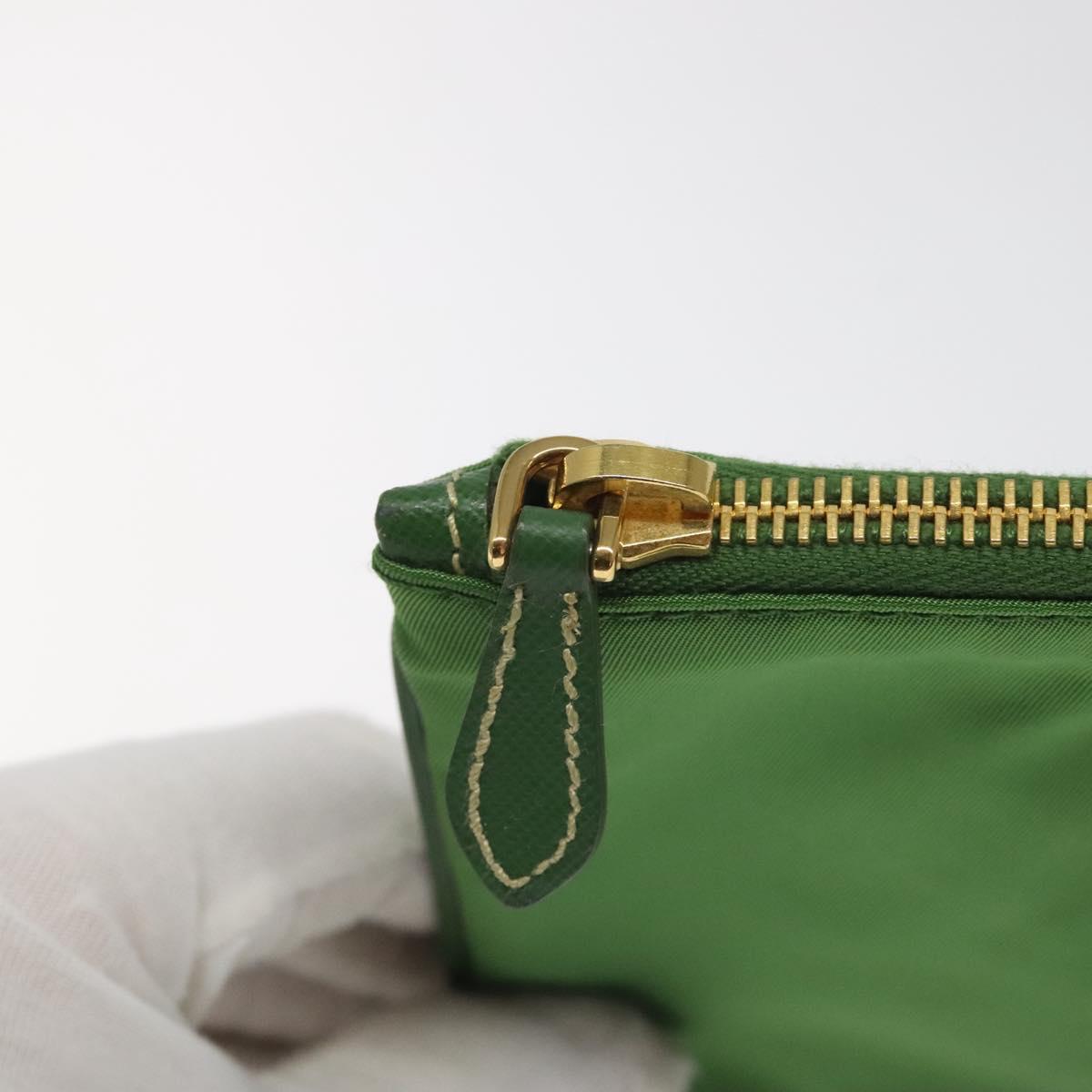 PRADA Pouch Nylon Green Gold Auth 112876