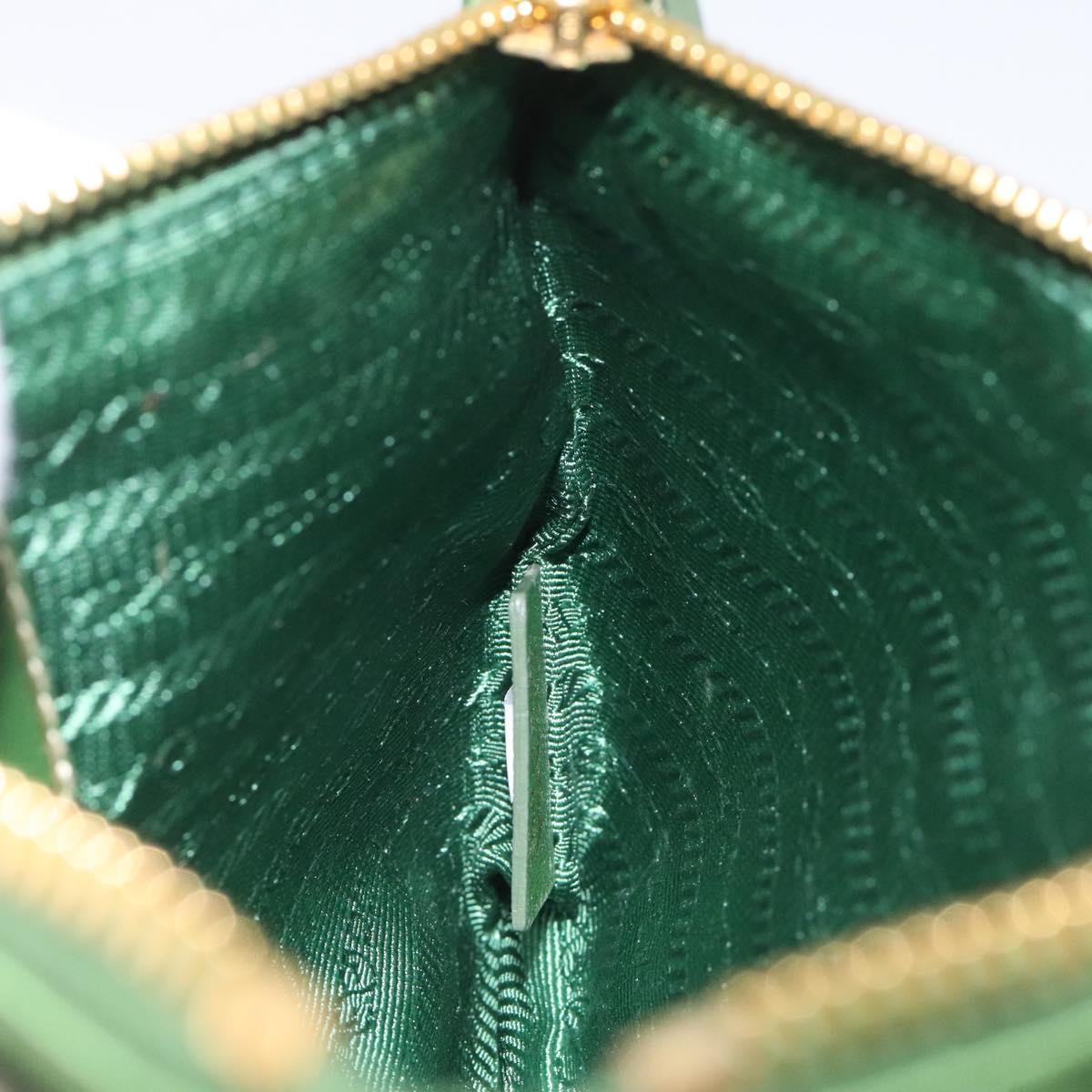 PRADA Pouch Nylon Green Gold Auth 112876