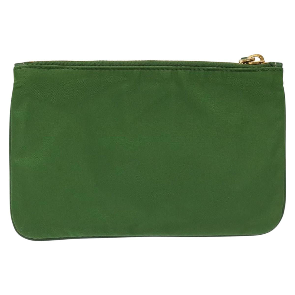 PRADA Pouch Nylon Green Gold Auth 112876