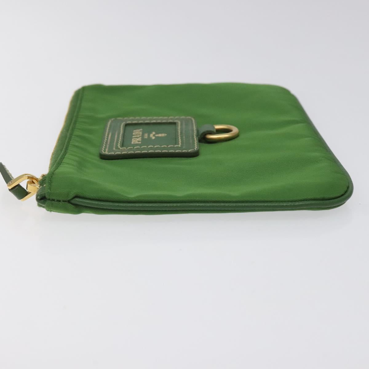PRADA Pouch Nylon Green Gold Auth 112876