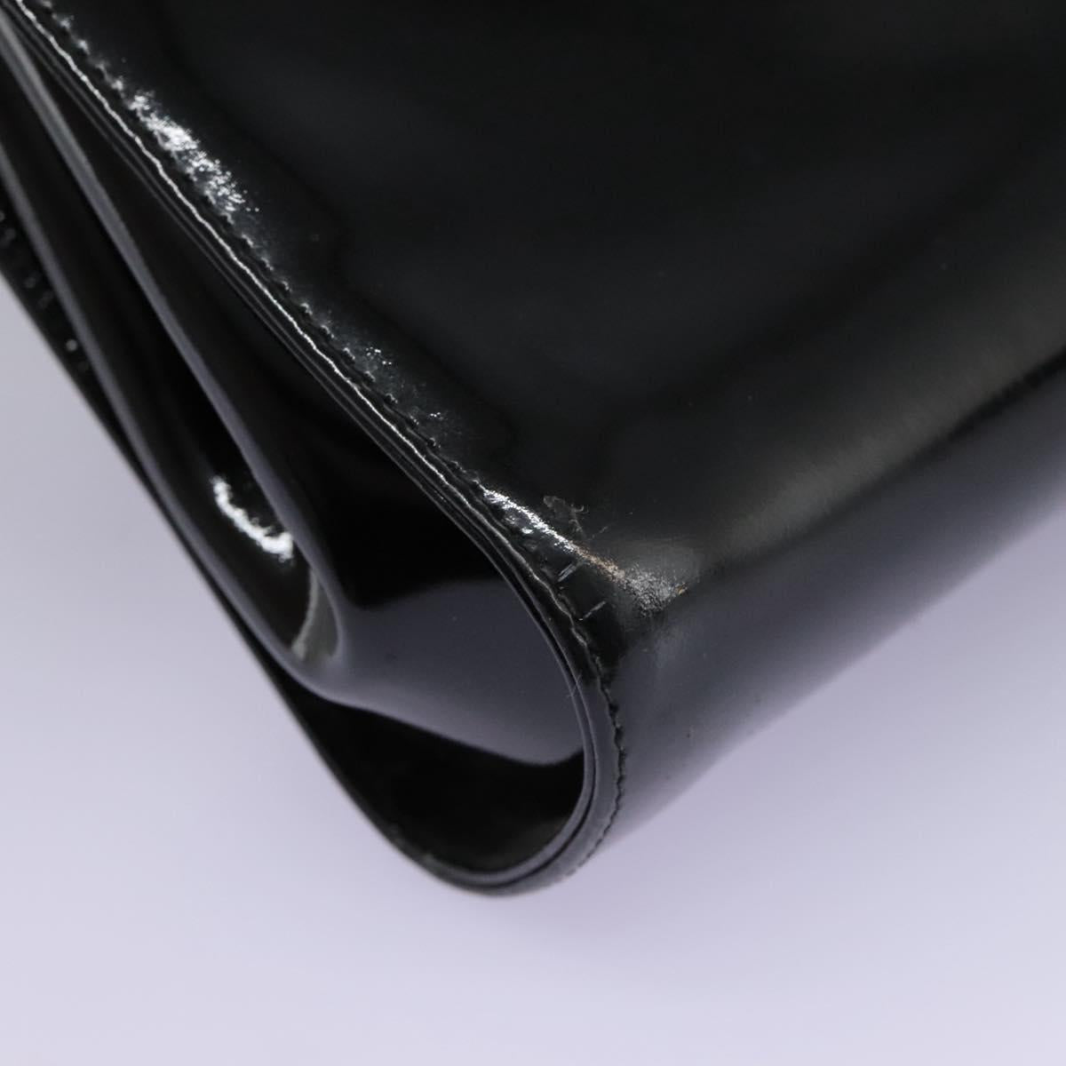 Salvatore Ferragamo Gancini Shoulder Bag Enamel Black Gold Auth 112878