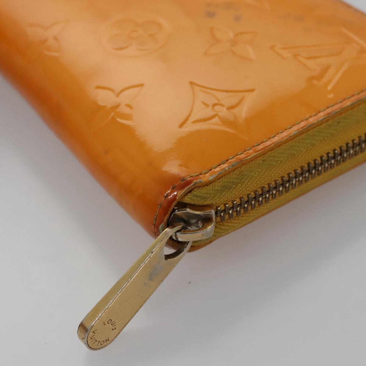 LOUIS VUITTON Monogram Vernis Zippy Wallet Jaune Passion M91733 LV Auth 112909