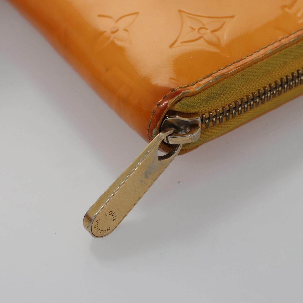 LOUIS VUITTON Monogram Vernis Zippy Wallet Jaune Passion M91733 LV Auth 112909