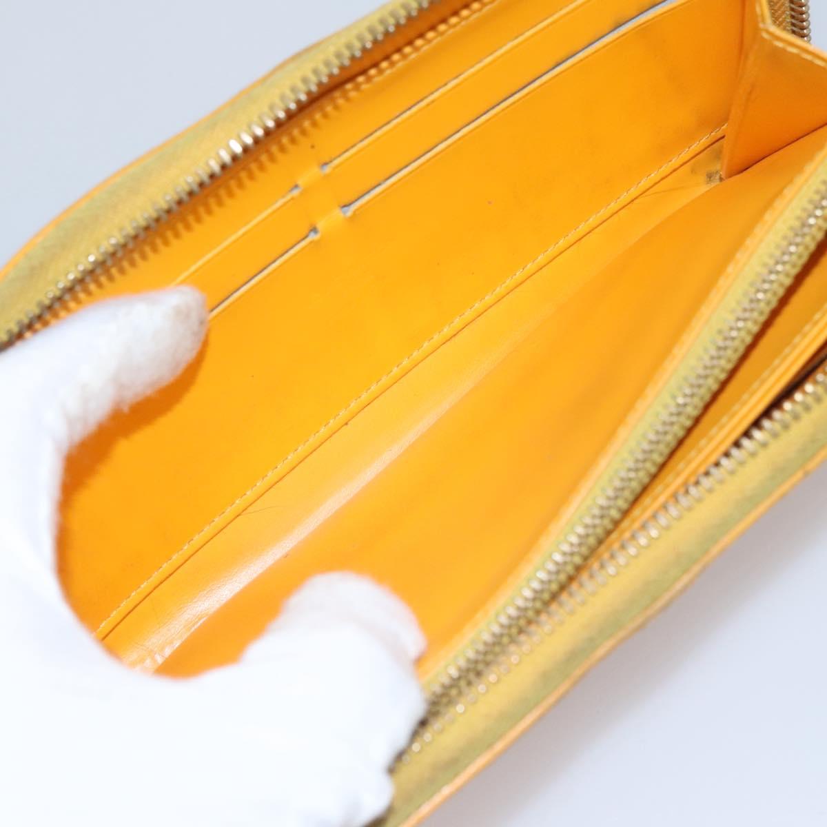 LOUIS VUITTON Monogram Vernis Zippy Wallet Jaune Passion M91733 LV Auth 112909