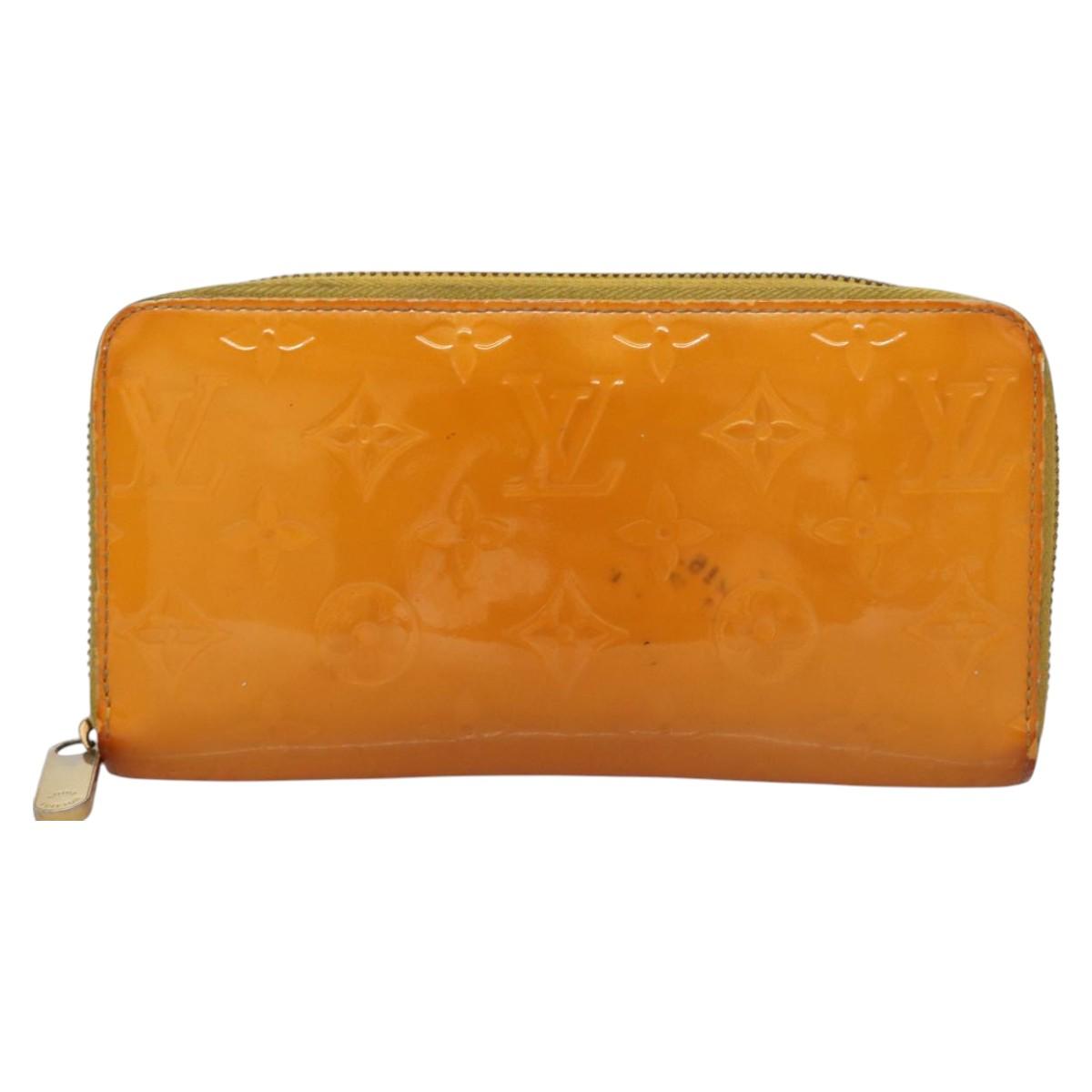 LOUIS VUITTON Monogram Vernis Zippy Wallet Jaune Passion M91733 LV Auth 112909