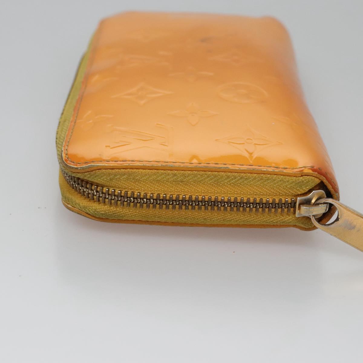 LOUIS VUITTON Monogram Vernis Zippy Wallet Jaune Passion M91733 LV Auth 112909