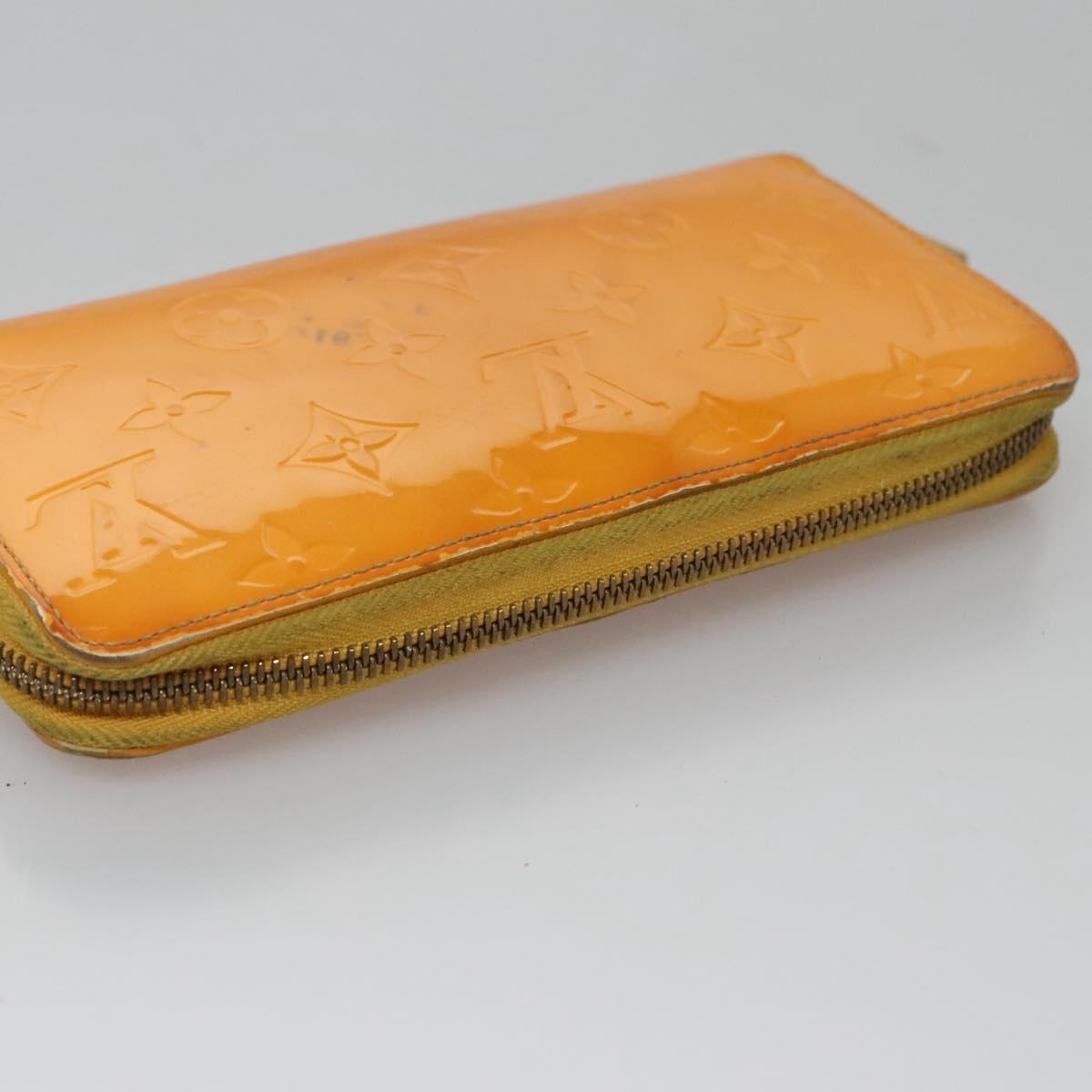 LOUIS VUITTON Monogram Vernis Zippy Wallet Jaune Passion M91733 LV Auth 112909