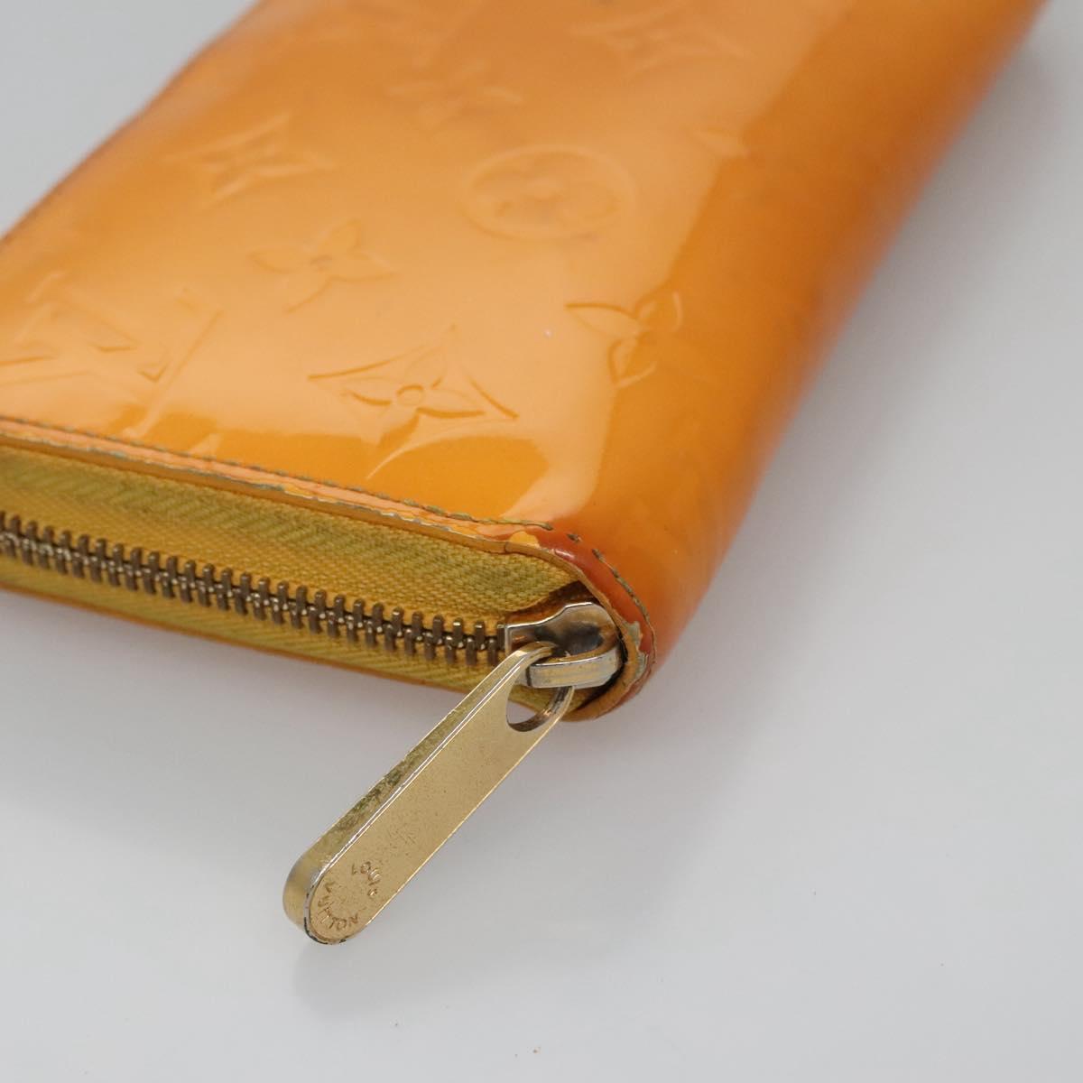 LOUIS VUITTON Monogram Vernis Zippy Wallet Jaune Passion M91733 LV Auth 112909