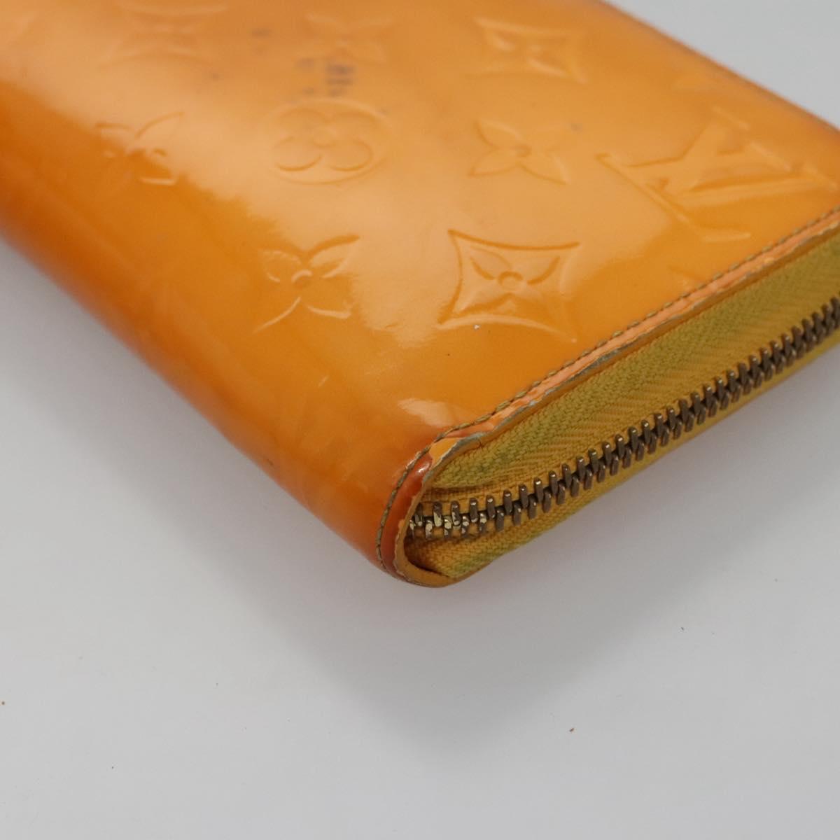 LOUIS VUITTON Monogram Vernis Zippy Wallet Jaune Passion M91733 LV Auth 112909