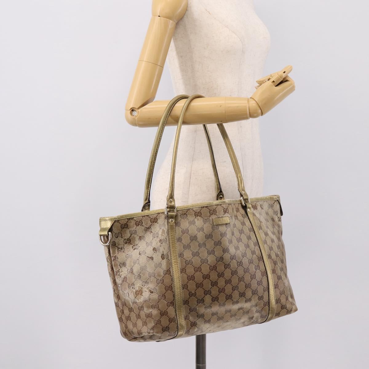 GUCCI GG Crystal Shoulder Bag Beige 197953 Auth 112921