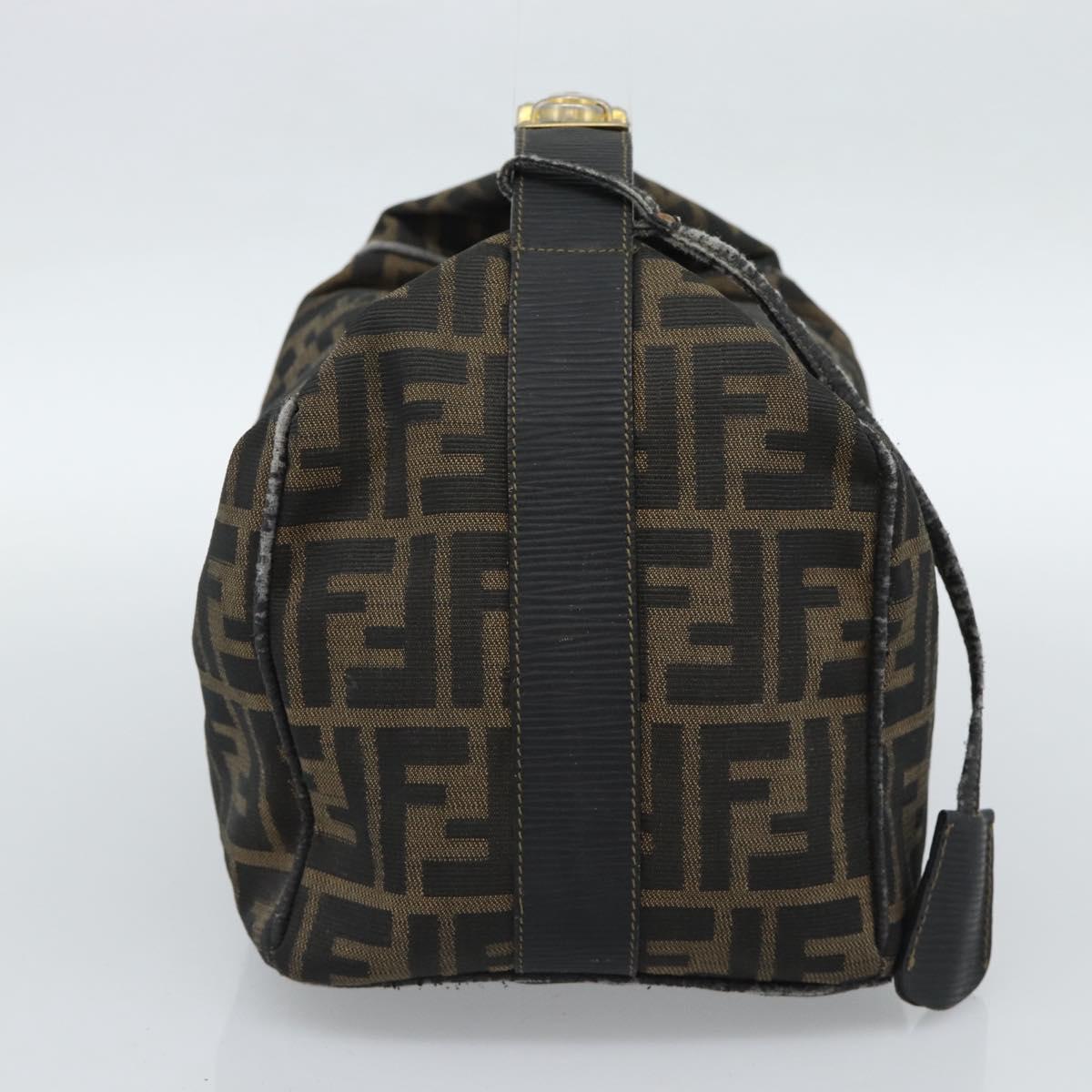 FENDI Zucca Canvas Vanity Pouch Brown Black gold Auth 112925