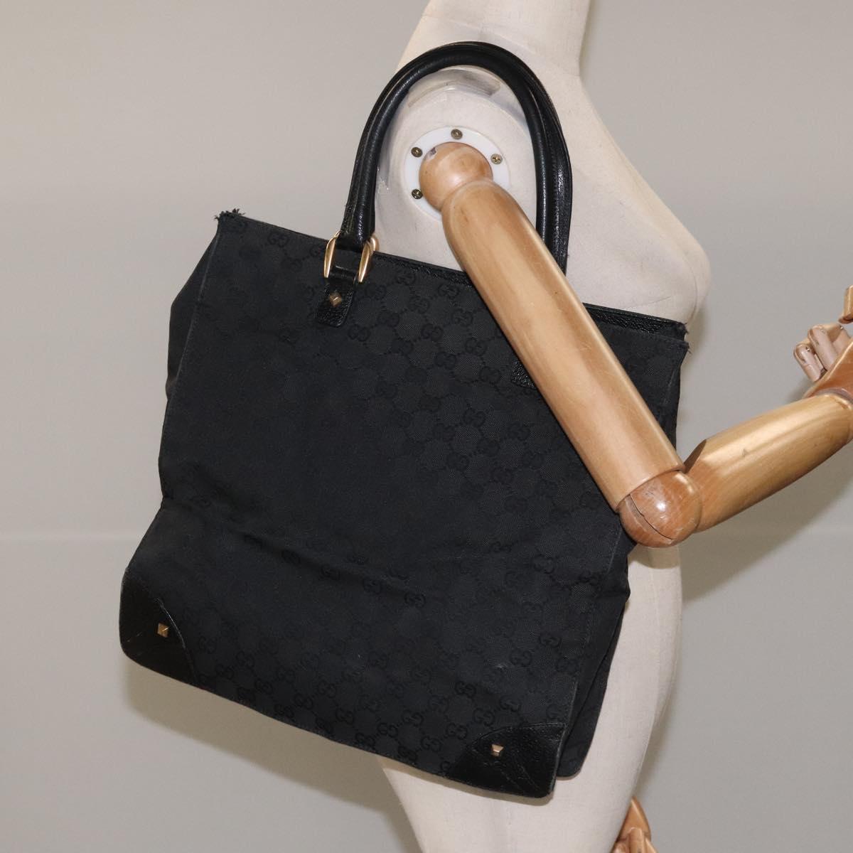 GUCCI GG Canvas Tote Bag Black 120898 Auth 112927