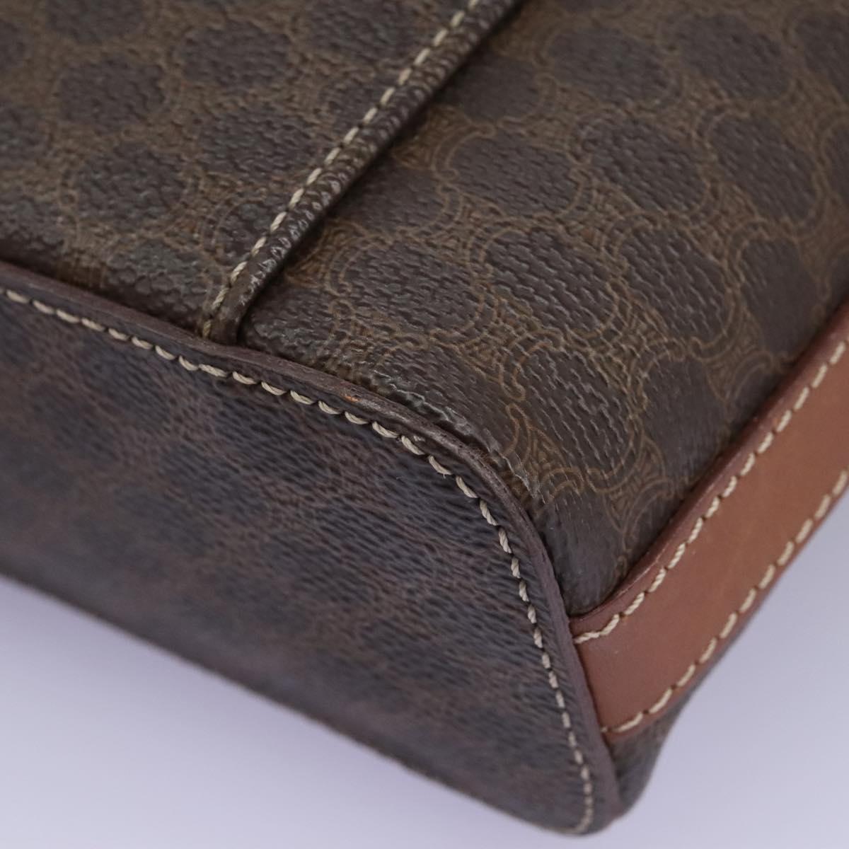 CELINE Macadam Canvas Vanity Hand Bag PVC Leather 2way Brown Auth 112929