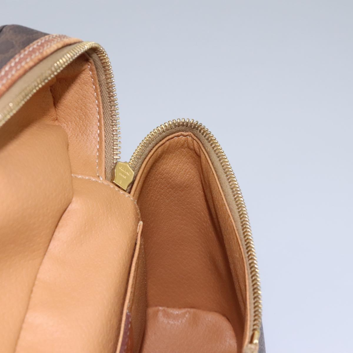 CELINE Macadam Canvas Vanity Hand Bag PVC Leather 2way Brown Auth 112929