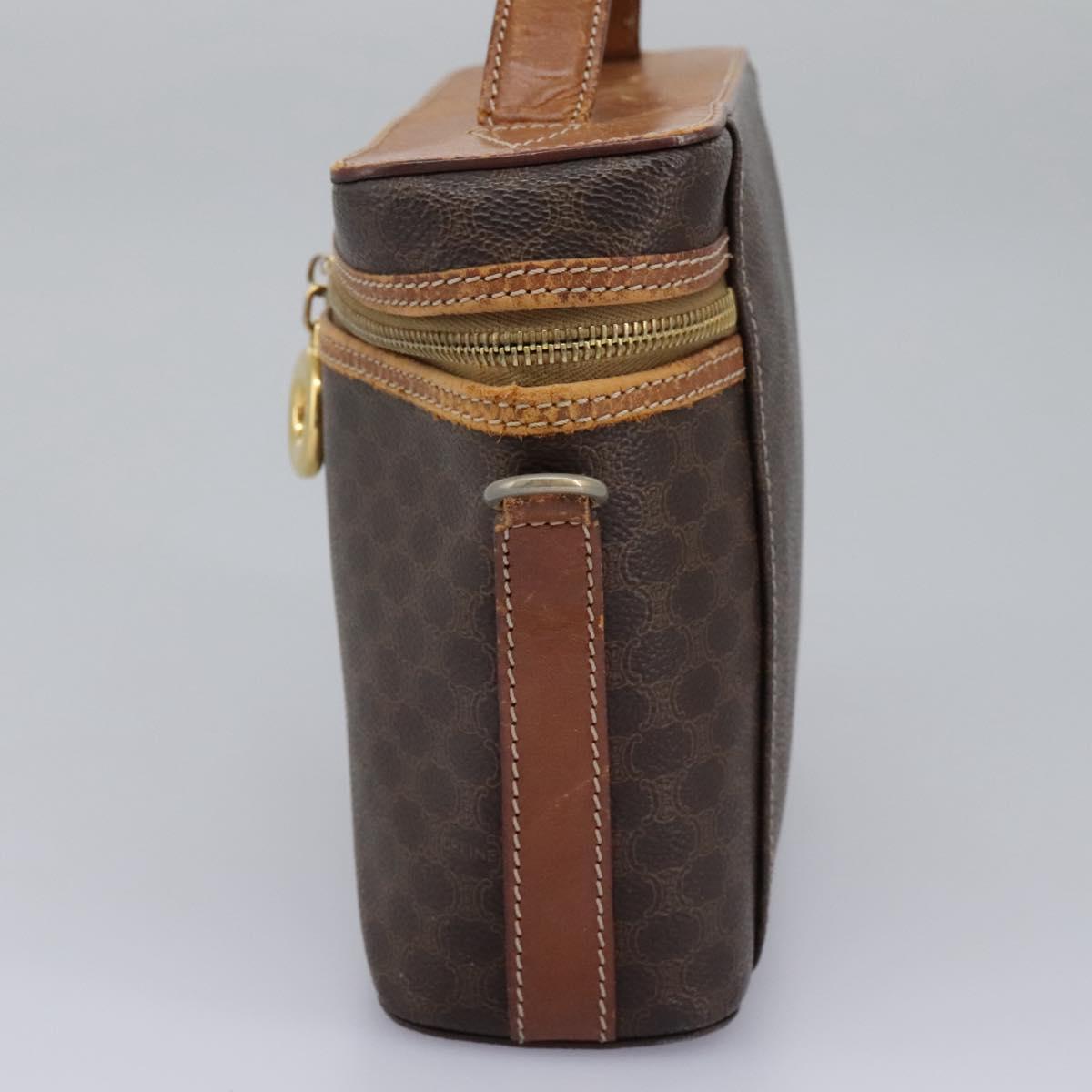CELINE Macadam Canvas Vanity Hand Bag PVC Leather 2way Brown Auth 112929