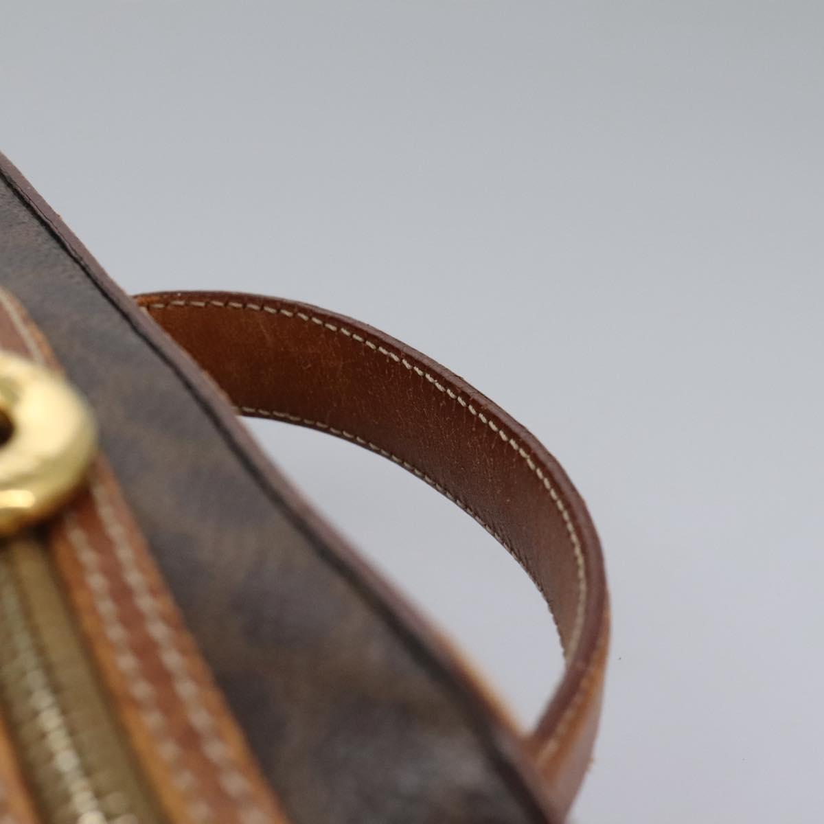 CELINE Macadam Canvas Vanity Hand Bag PVC Leather 2way Brown Auth 112929