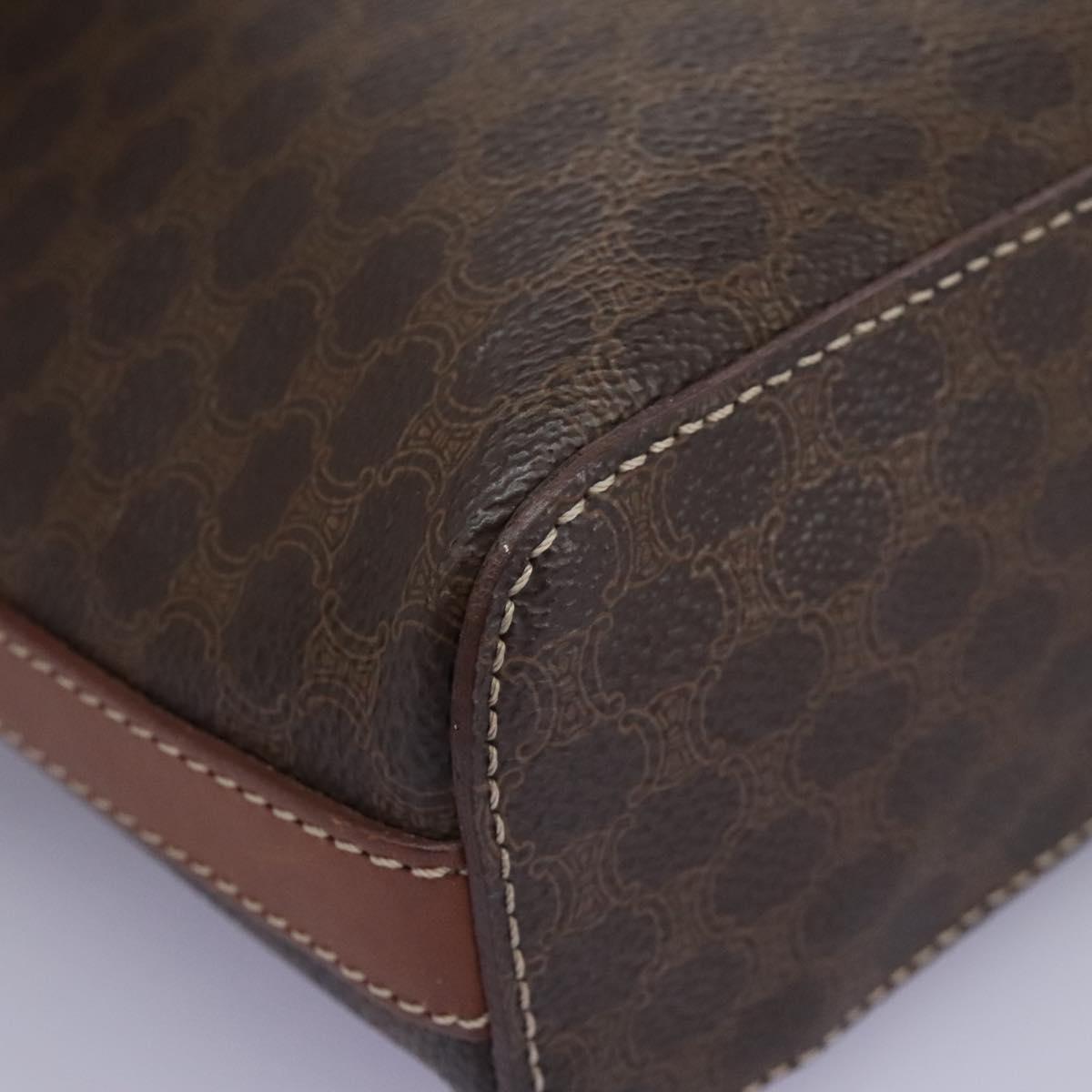 CELINE Macadam Canvas Vanity Hand Bag PVC Leather 2way Brown Auth 112929