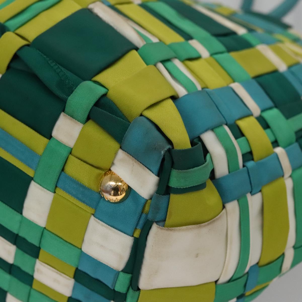 PRADA Hand Bag Nylon Green Auth 112942