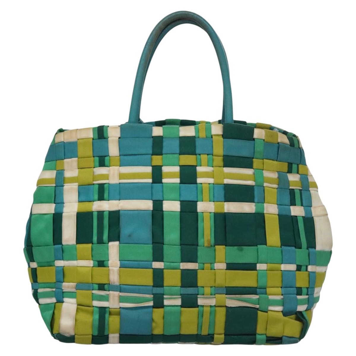 PRADA Hand Bag Nylon Green Auth 112942